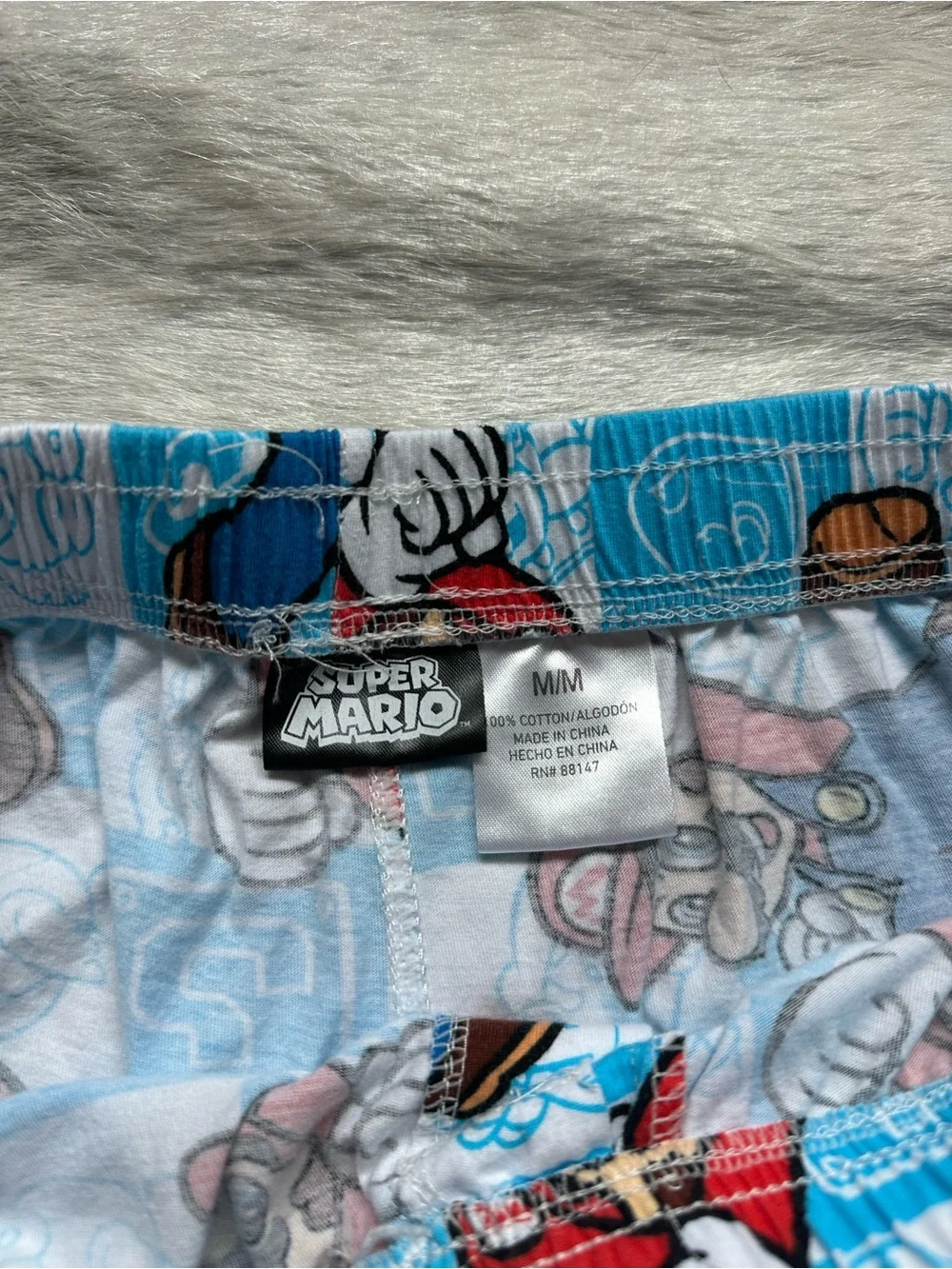 Super Mario Brand Blue Kids Pajama Pants - Cartoon Mario Print Medium